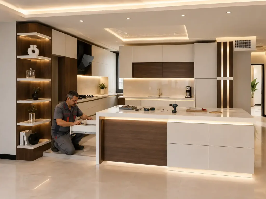 کابینت در حال نصب