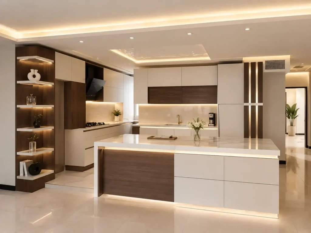 کابینت پردیس فاز 8 طرح چوب و کرم رنگ